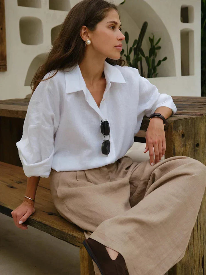 Sylvia | Damesblouse met knoopsluiting en lange mouwen