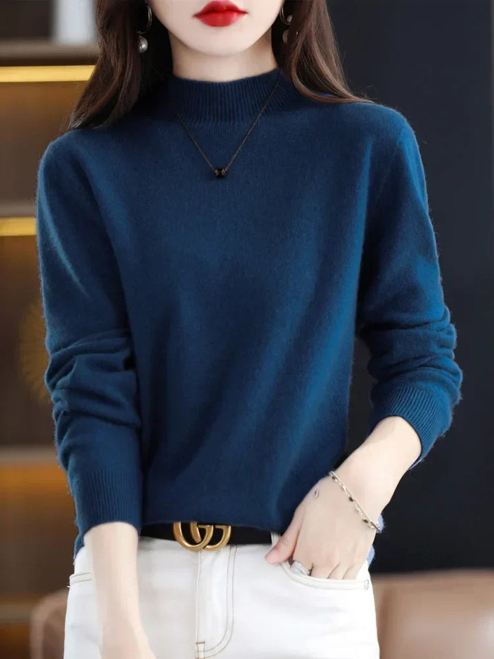 Dames Mock Neck Warme Gebreide Trui