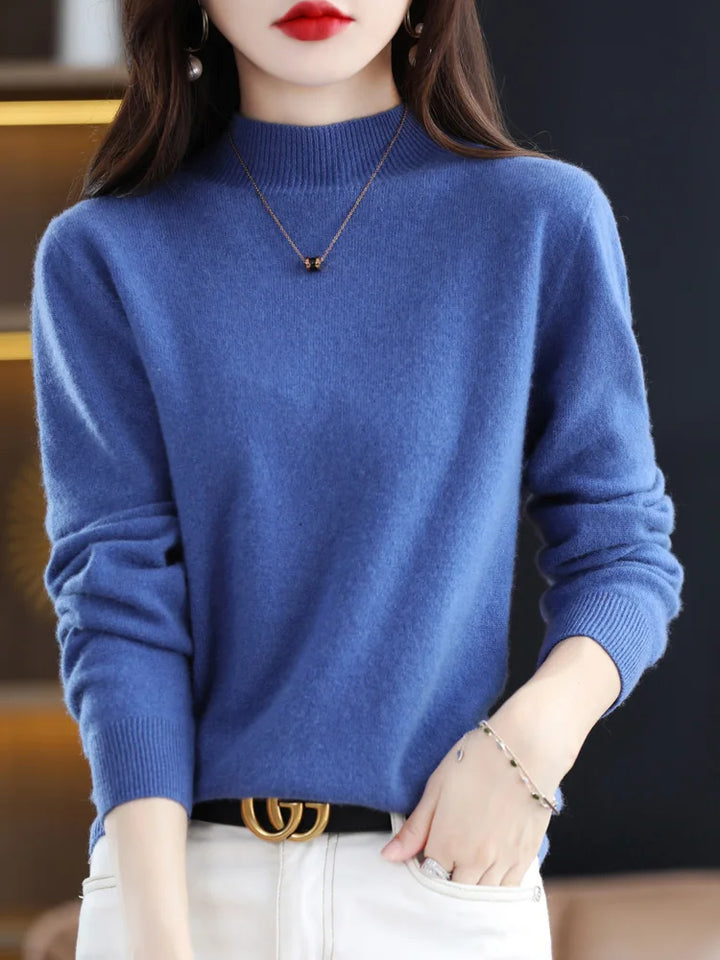 Dames Mock Neck Warme Gebreide Trui