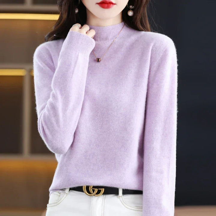 Dames Mock Neck Warme Gebreide Trui