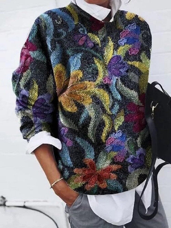 Dames Bloemenprint Pullover Trui