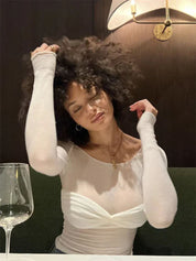 Jaylie | Elegante Off-Shoulder Crop Top met Lange Mouwen