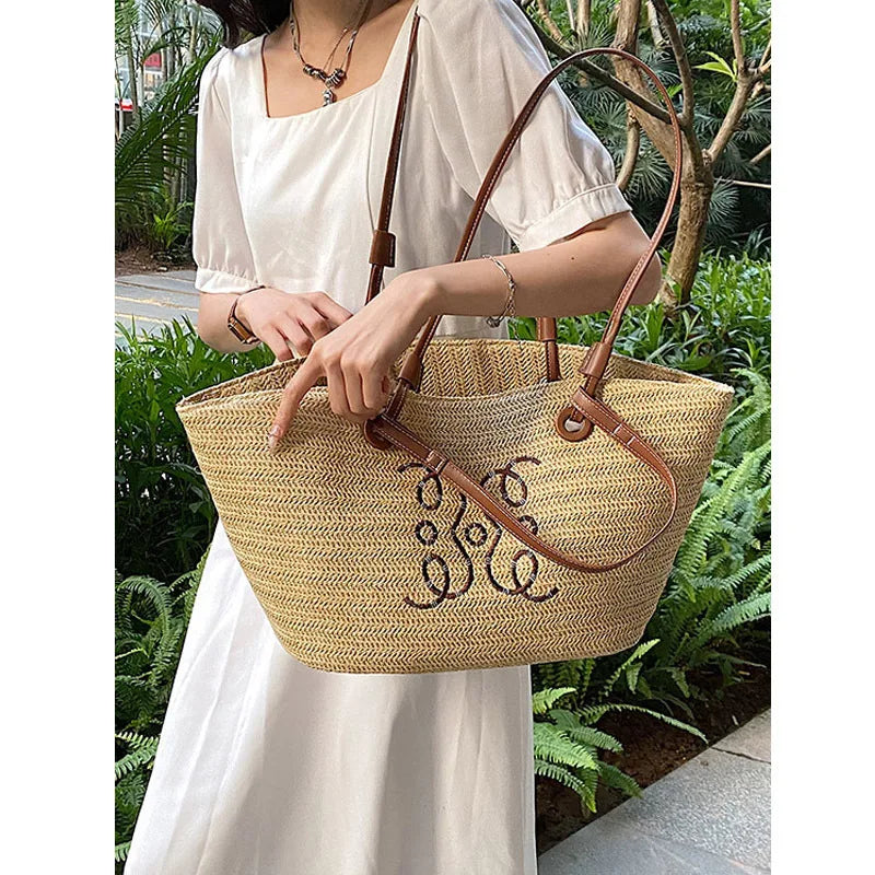 Meadow | Dames shopper tas borduurdetail schouderbanden