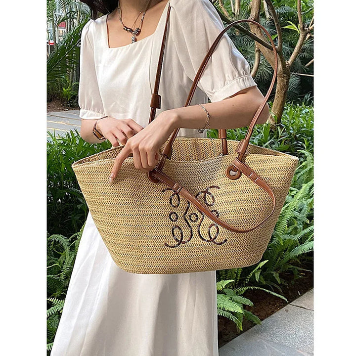 Meadow | Dames shopper tas borduurdetail schouderbanden