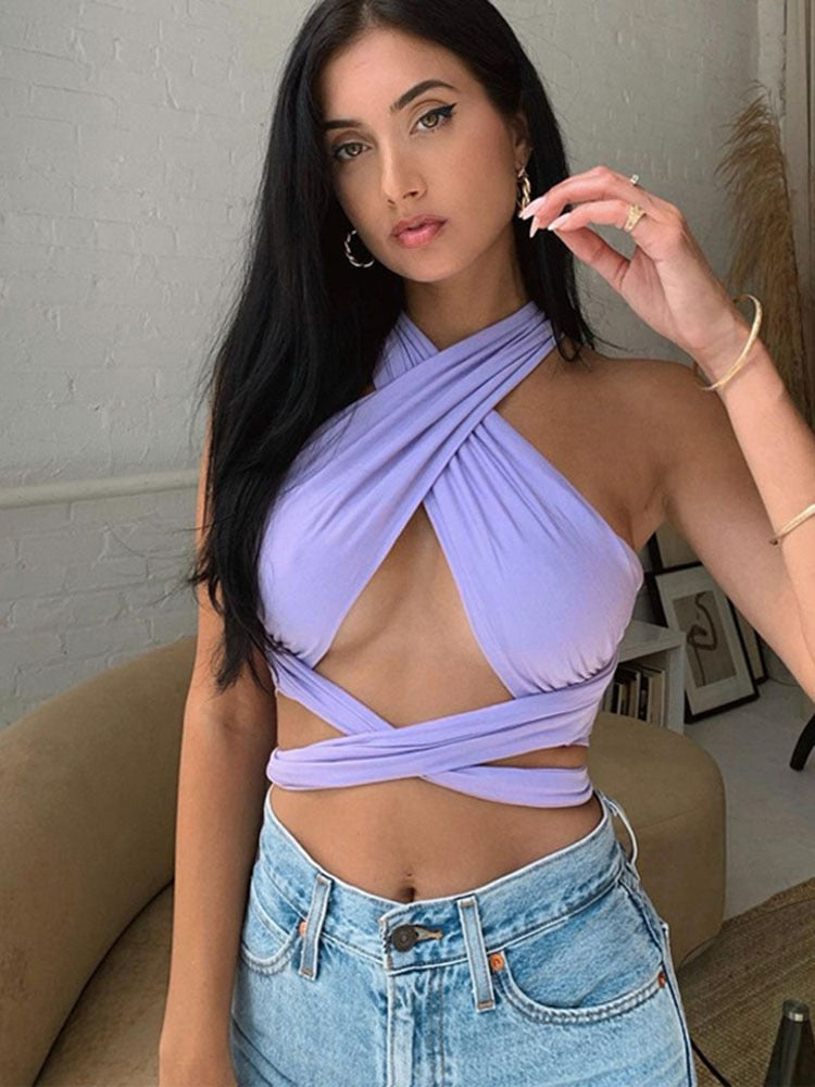Tyra | Criss Cross Cropped Haltertop voor Dames