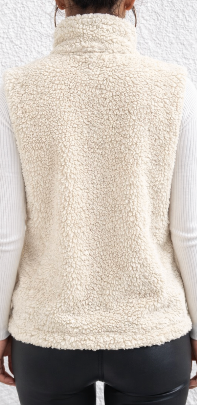 Leah | Dames teddy vest met rits en kraag