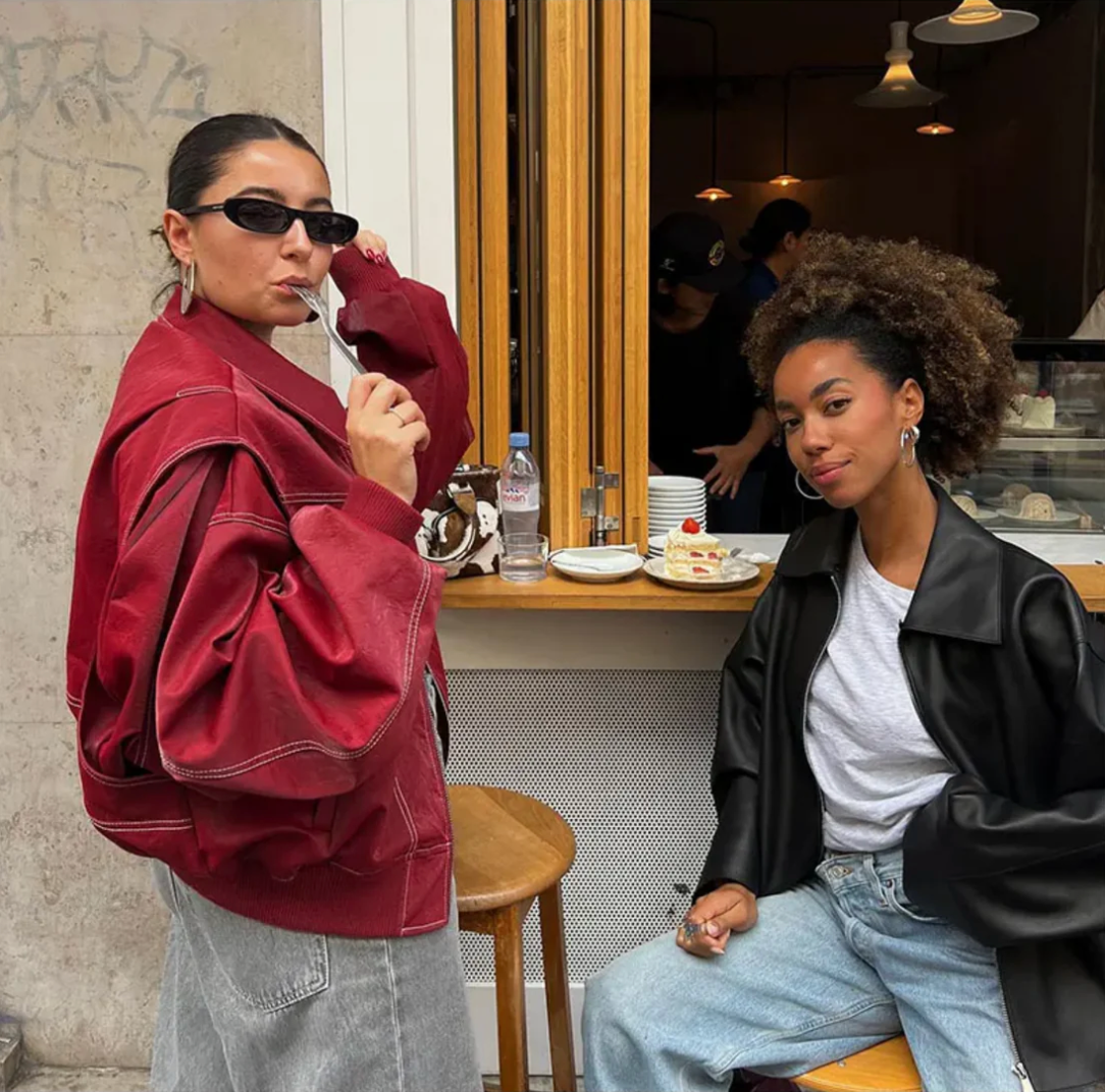 Noa | Oversized Rode Leren Jas