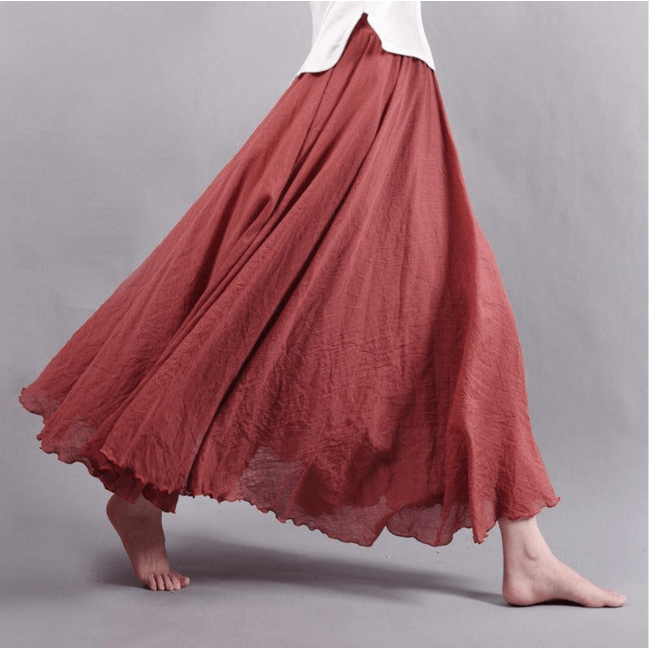 Elegante Bohemian Linnen Maxi Rok