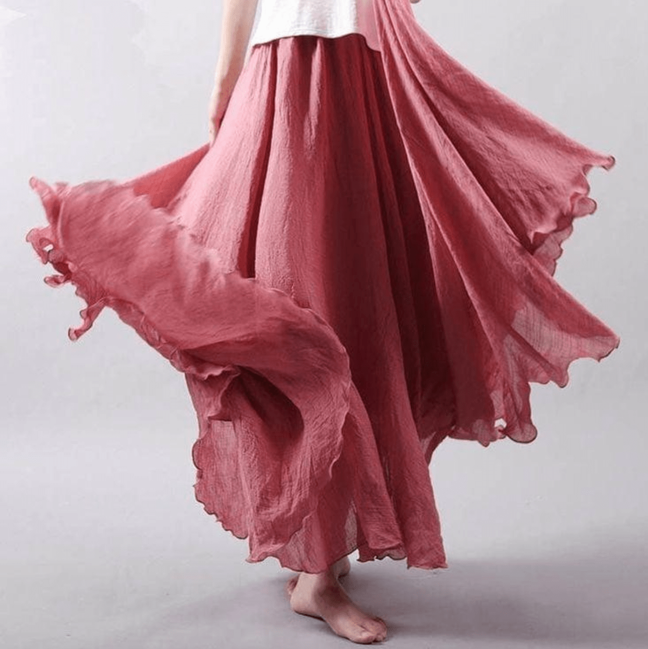 Elegante Bohemian Linnen Maxi Rok
