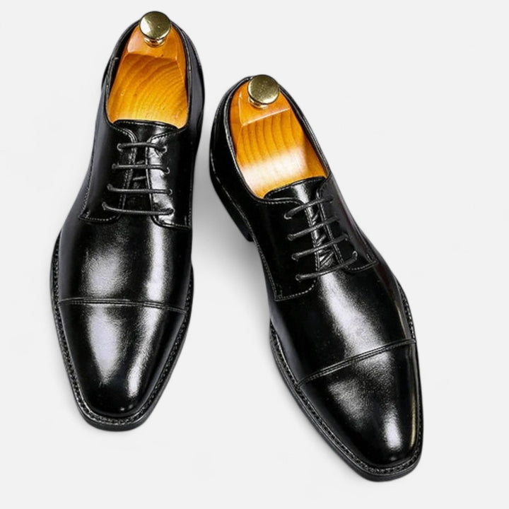 Santiago | Heren veterschoenen met neusnaad en blokhak