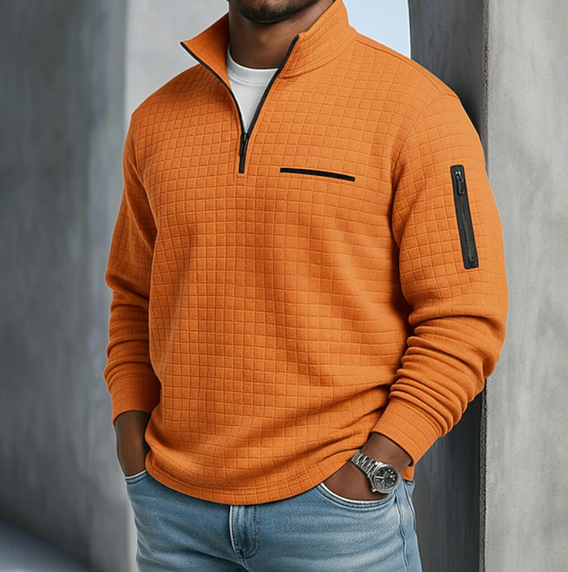 Heren Quarter-Zip Pullover Waffle Sweater