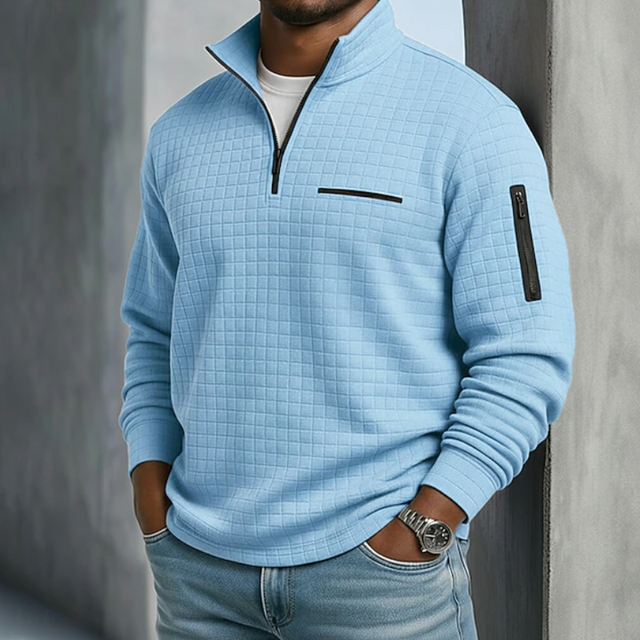 Heren Quarter-Zip Pullover Waffle Sweater