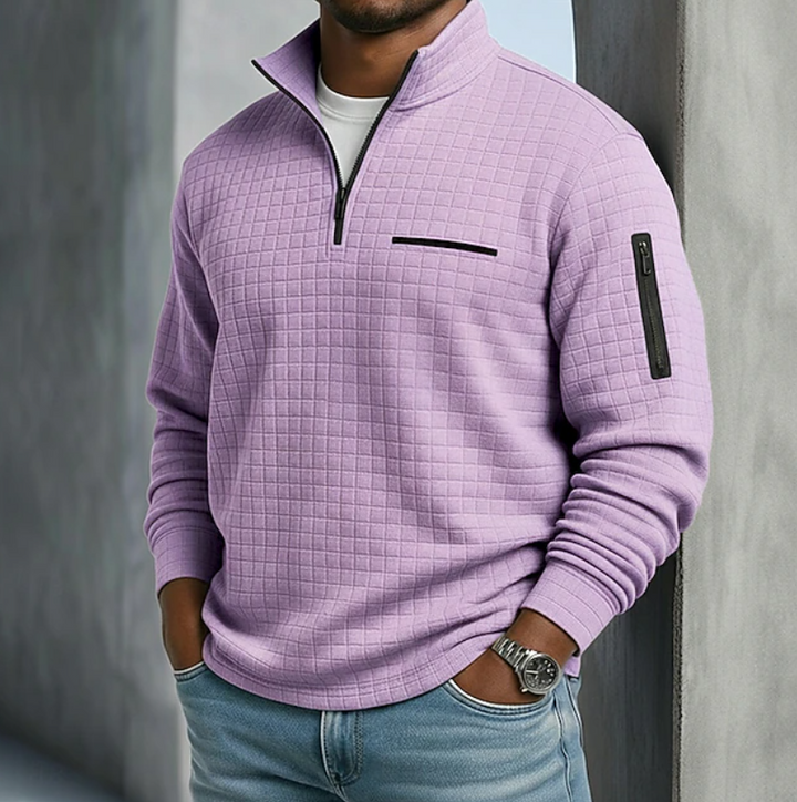 Heren Quarter-Zip Pullover Waffle Sweater