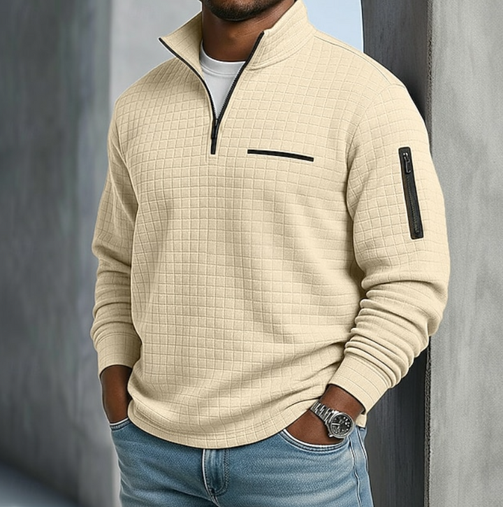 Heren Quarter-Zip Pullover Waffle Sweater