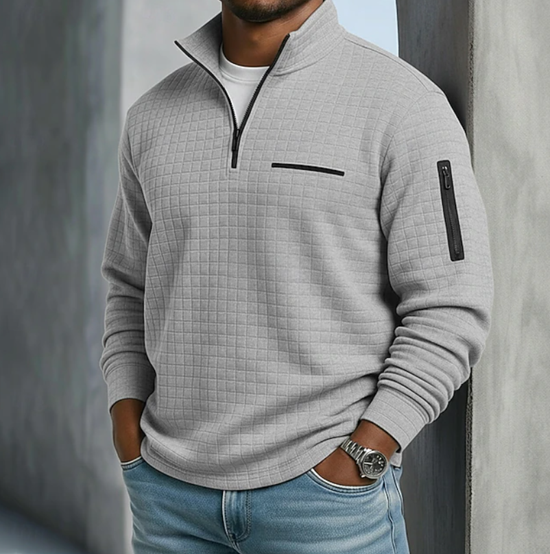 Heren Quarter-Zip Pullover Waffle Sweater
