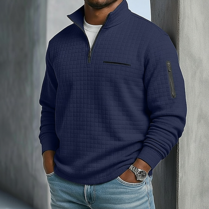 Heren Quarter-Zip Pullover Waffle Sweater