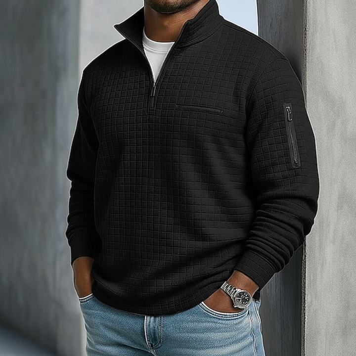 Heren Quarter-Zip Pullover Waffle Sweater