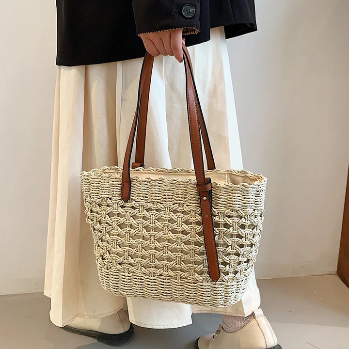 Arleth | Dames shopper tas met gevlochten structuur handgrepen