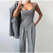 Comfy 3-Delige Set voor Dames - Blazer, Broek en Corset Top