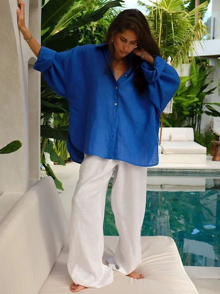 Sylvia | Damesblouse met knoopsluiting en lange mouwen