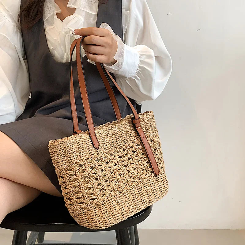Arleth | Dames shopper tas met gevlochten structuur handgrepen