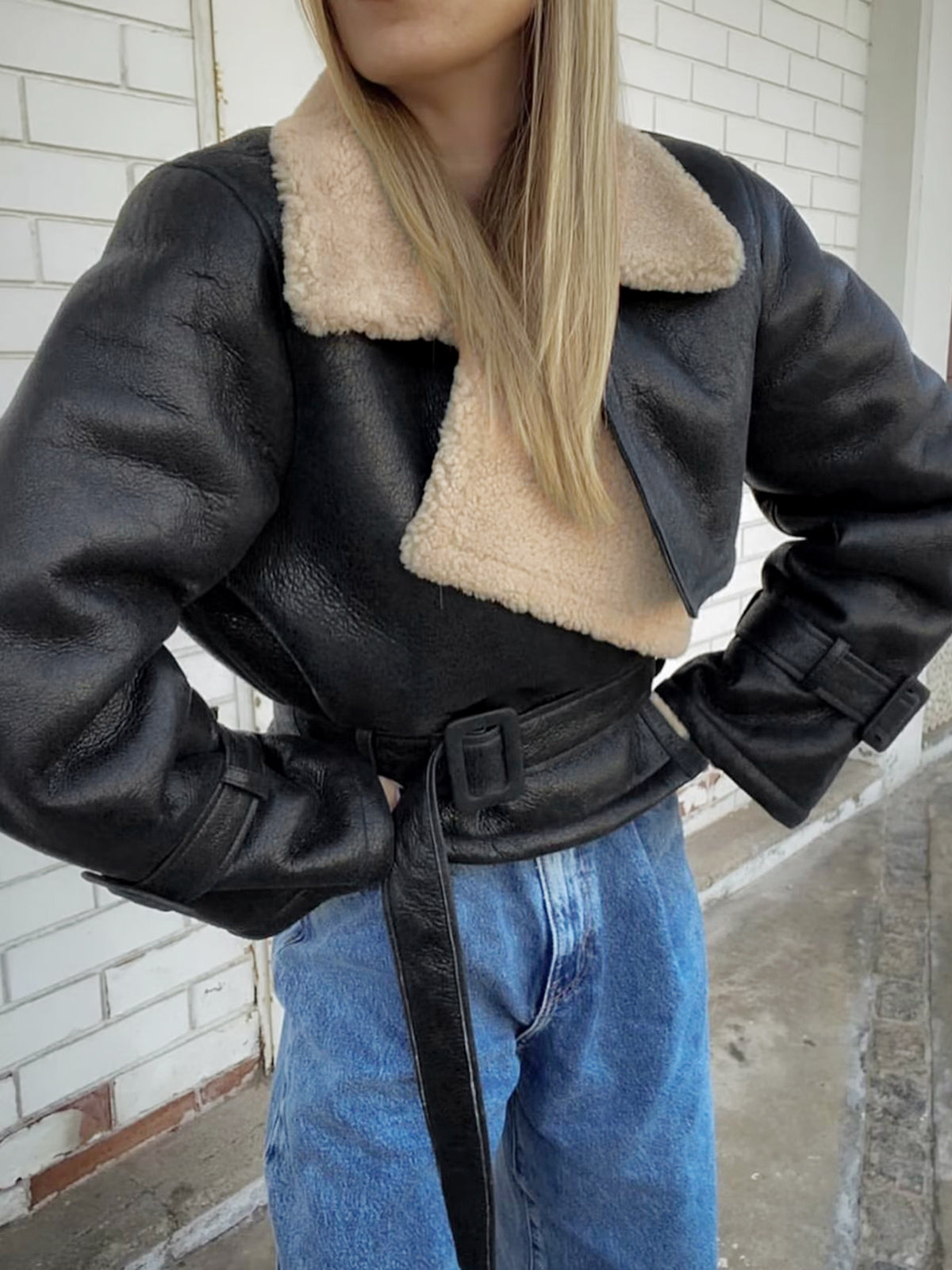 Sereen | Sherpa Bomberjack Dames - Casual, Faux Leer