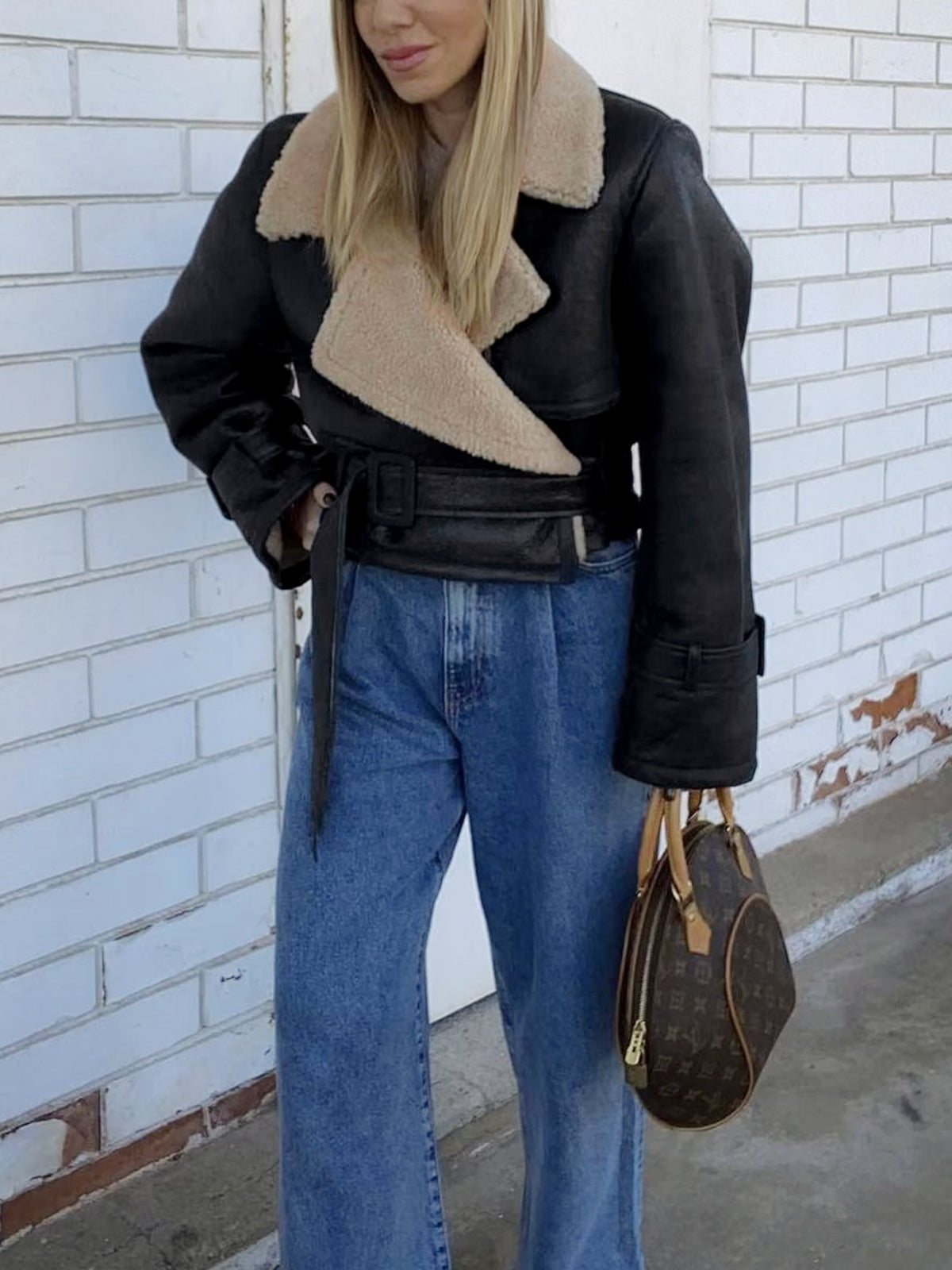 Sereen | Sherpa Bomberjack Dames - Casual, Faux Leer