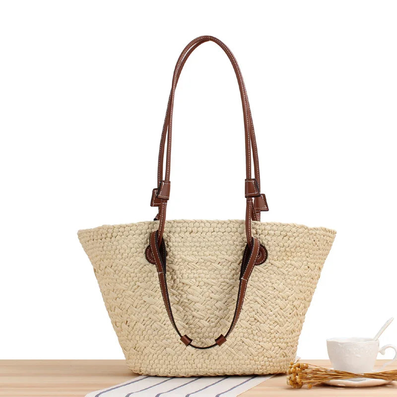 Lena | Dames shopper tas gevlochten schouderbanden