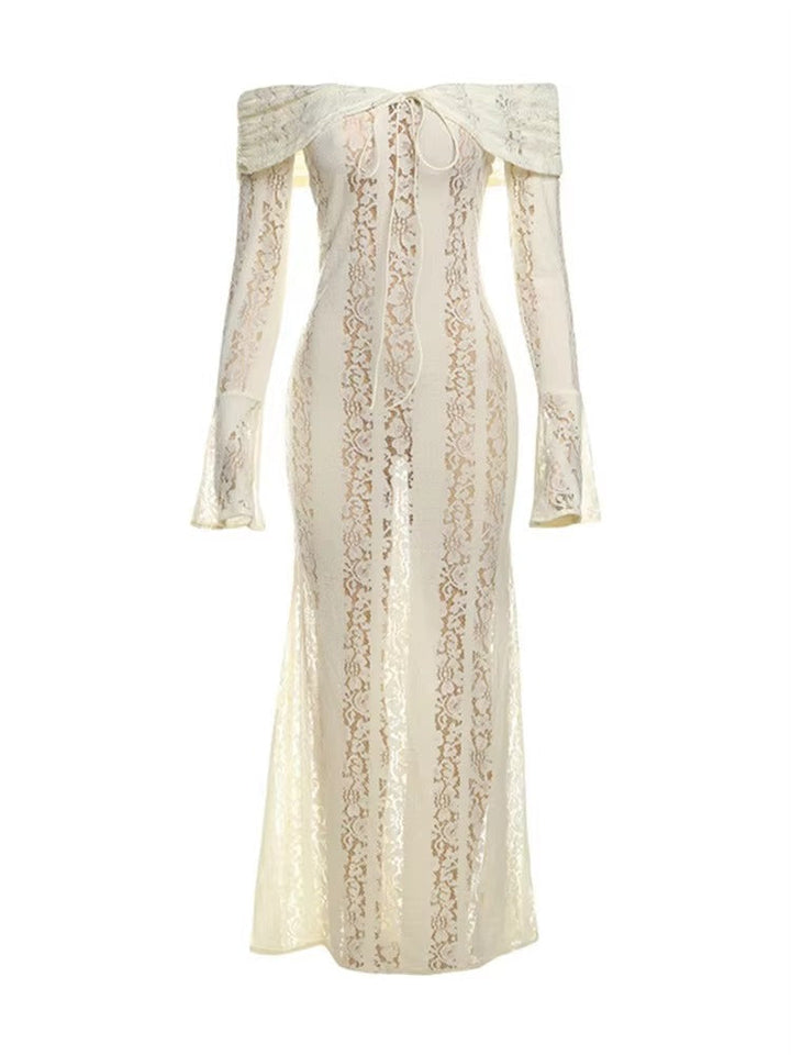 Guinevere | Dames maxi jurk off-shoulder mouwen detail