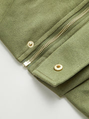 Lieve | Casual Suède Jack Dames - Elegant Met Kraag en Ritssluiting, Tussenjas