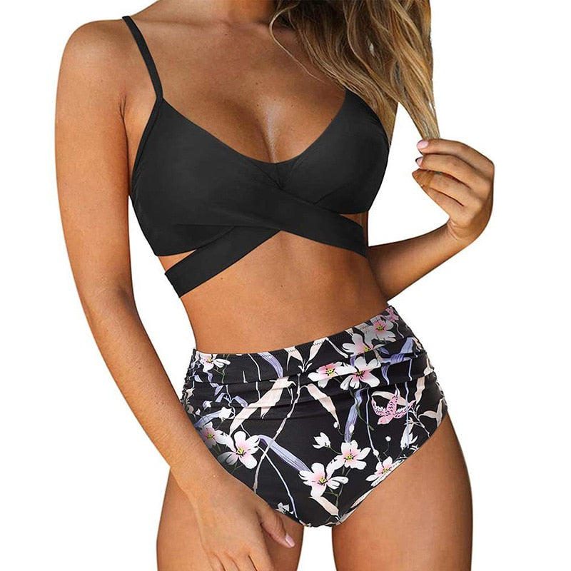 Lizzy | Dames High Waisted Bikini - Comfortabel met Stijlvol Bloemenmotief