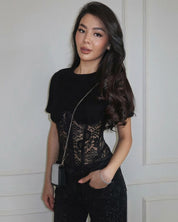 Sophie | Dames Korset Top - Luxe Kant met Tailleband