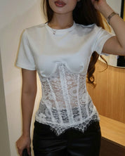 Sophie | Dames Korset Top - Luxe Kant met Tailleband