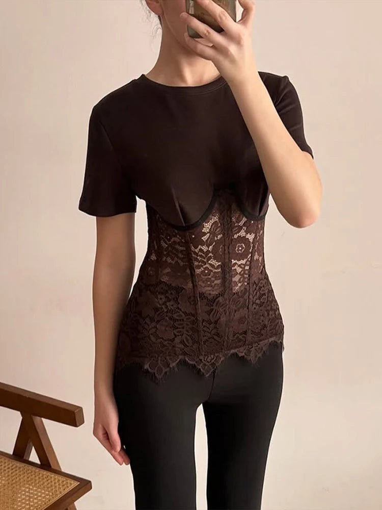 Sophie | Dames Korset Top - Luxe Kant met Tailleband
