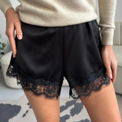 Sophie | Dames Korte Broek - Luxe Kanten Satijn met Elastische Tailleband