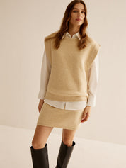 Angelou | Tweedelige Klassieke Set Dames - Gebreide Stretch Rok en Kapmouw