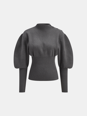 Myka | Dames Trui met Pofmouwen - Cropped Model, Comfortabele Gebreide Stijl