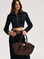 Julie | Shopper met Leren Handvatten en Goudkleurige Sluiting – Compacte Dames Tas