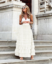 Tule Maxi Rok met Elastische Tailleband