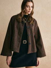 Klotina | Bruine Blazer Dames - Tijdloos Design met Opvallende Zwarte Knopen