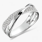 Tessa | X-vormige Kruisring Dames - Sprankelende Zirkonia Stenen, Goud/Zilver