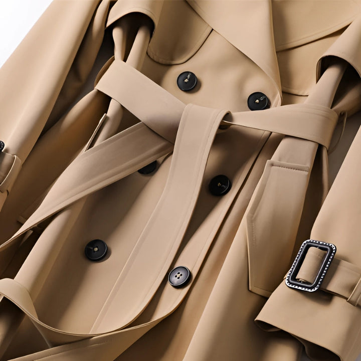Alaina | Dames trenchcoat met ceintuur en knoopsluiting
