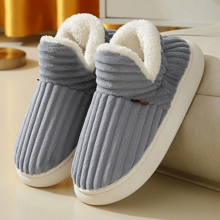 Sunny | Dames pantoffels met pluche voering en ribstructuur