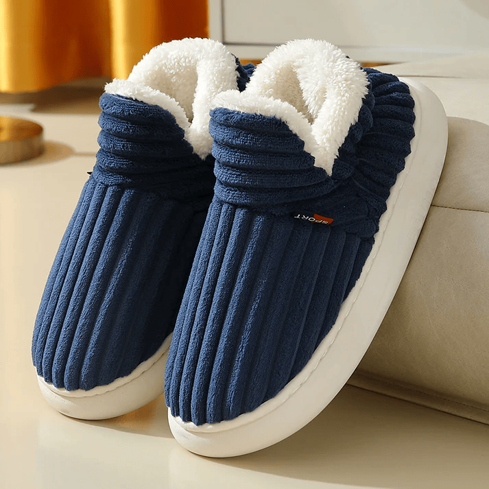 Sunny | Dames pantoffels met pluche voering en ribstructuur