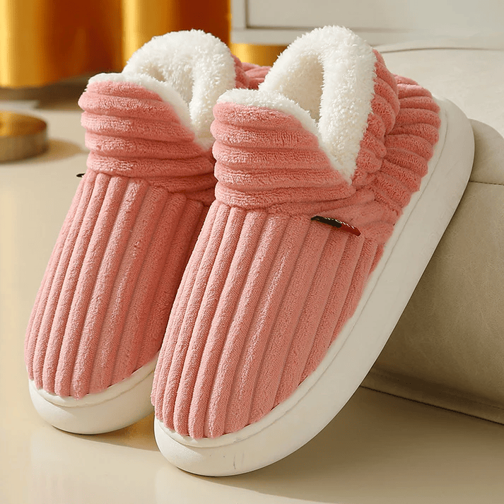 Sunny | Dames pantoffels met pluche voering en ribstructuur