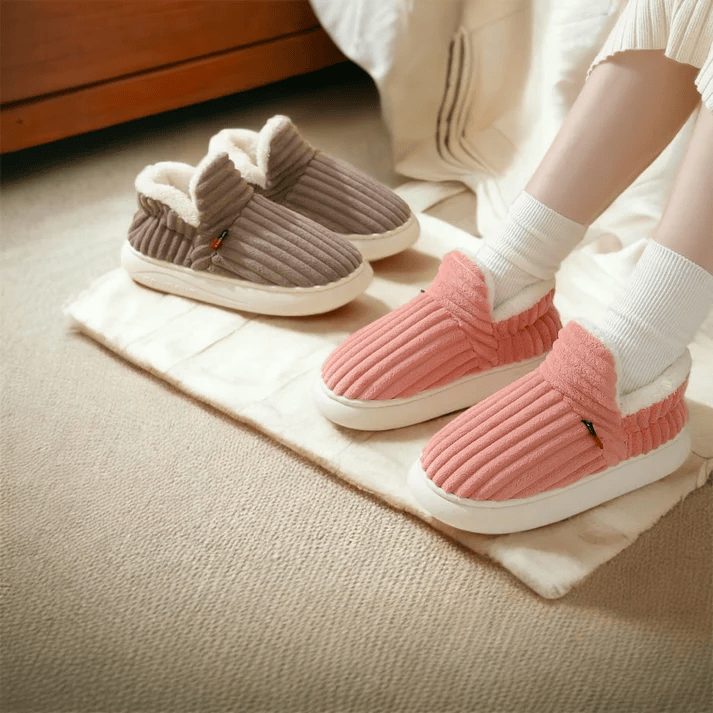 Sunny | Dames pantoffels met pluche voering en ribstructuur
