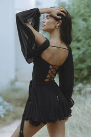 Elda | Elegante Dames Jurk – Wikkel Look & Plissé Rok