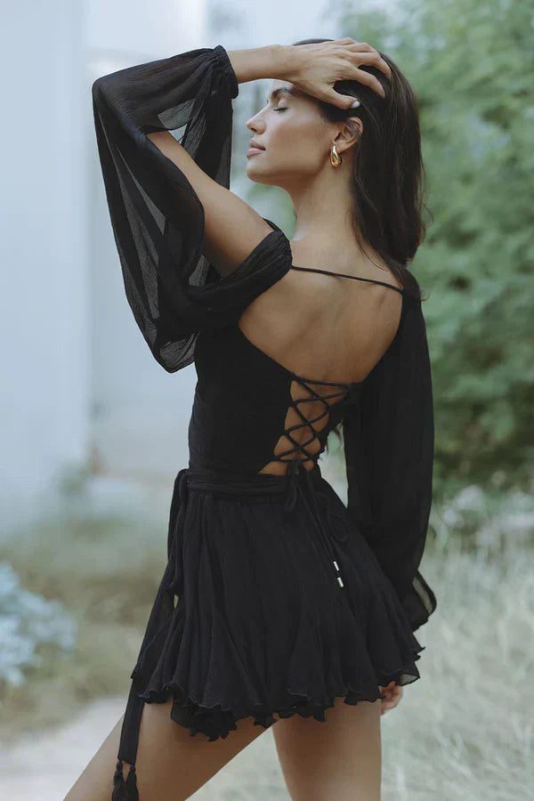Elda | Elegante Dames Jurk – Wikkel Look & Plissé Rok