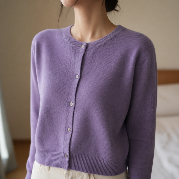 Wearbella – Korte Geborstelde Knit Knopen-Voorkant Cardigan