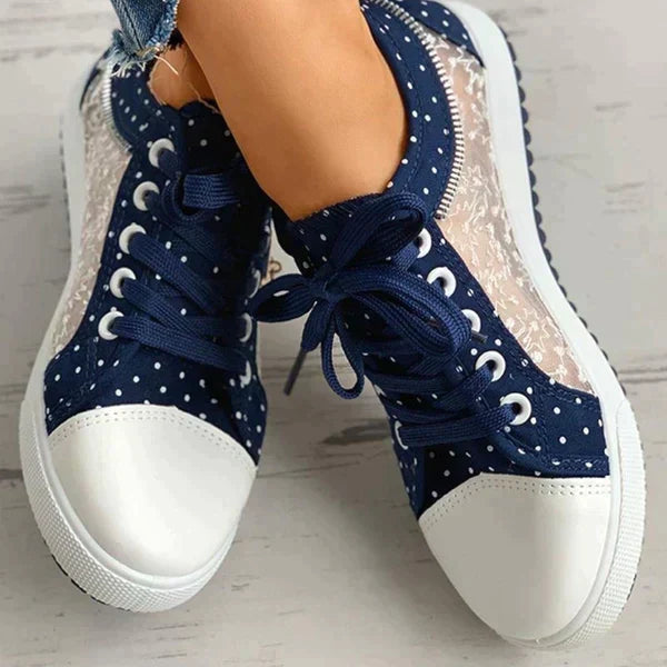 Dames Bloemen Mesh Veterschoenen Casual Comfort Wandelschoenen